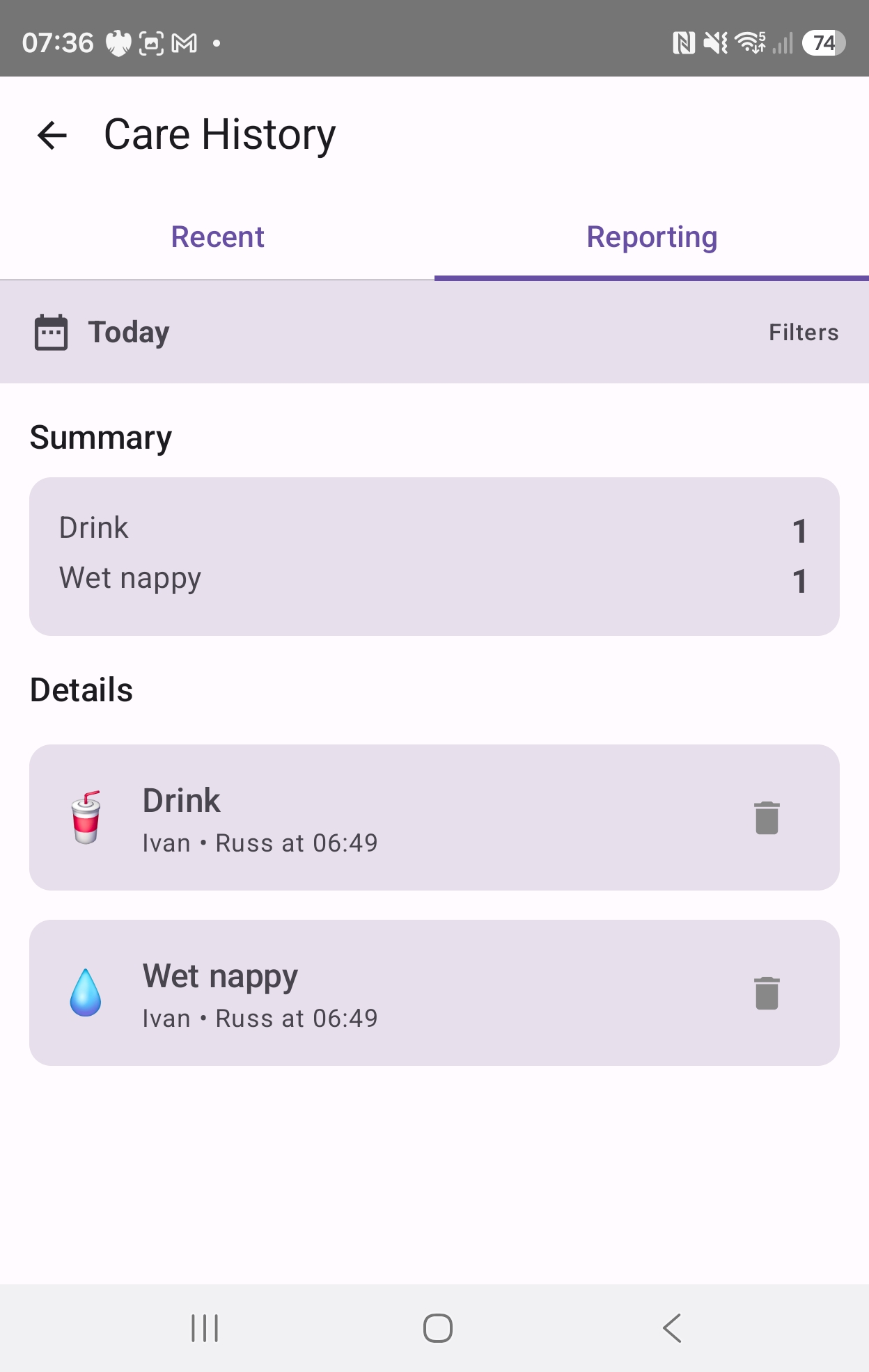 Android Reporting Interface
